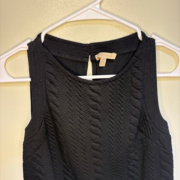 Anthropologie Bordeaux Black Cable Pattern Crewneck Sleeveless Blouse Small - Picture 8 of 9